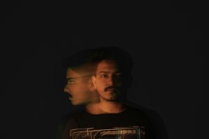 person with double exposure effect representing preoccupied attachment style and anxious thoughts